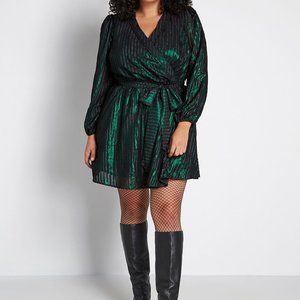 Modcloth Green Black Your Time to Shine Mini Dress